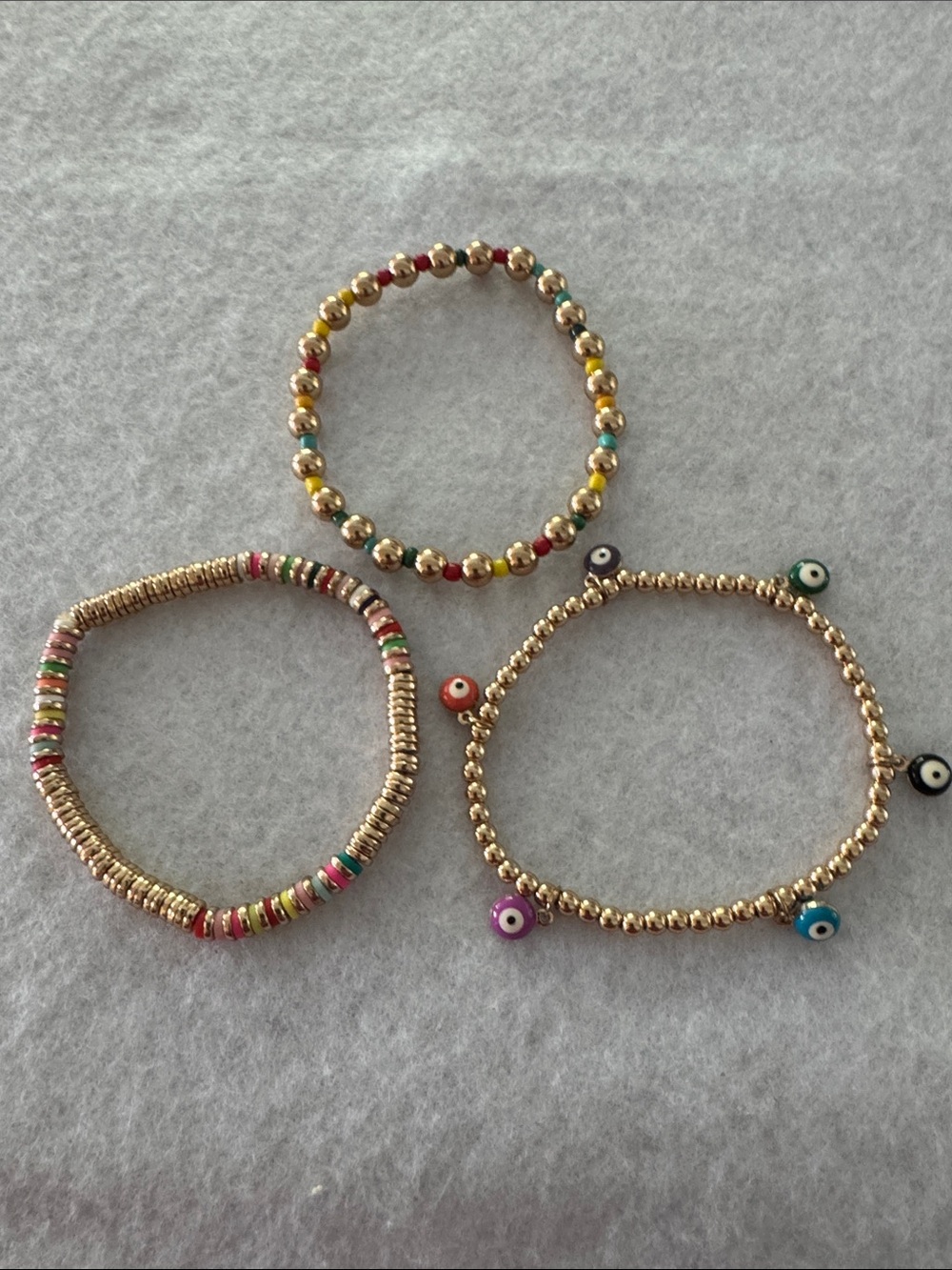 Gold Multicolor Beaded Stretch Bracelet Set - Women Jewelry